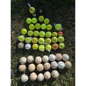 Lot of 50 Training Softballs Dudley, Rhino, Rawlings, Super Blue Dot